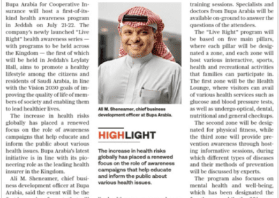 Bupa Arabia Arab News P14 Thrusday 21 July 2022